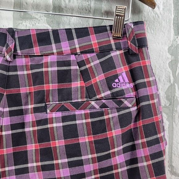 Adidas Golf Shorts Mens Size 32 Inseam 11" Plaid Polyester Athletic Purple Loud - Picture 7 of 11